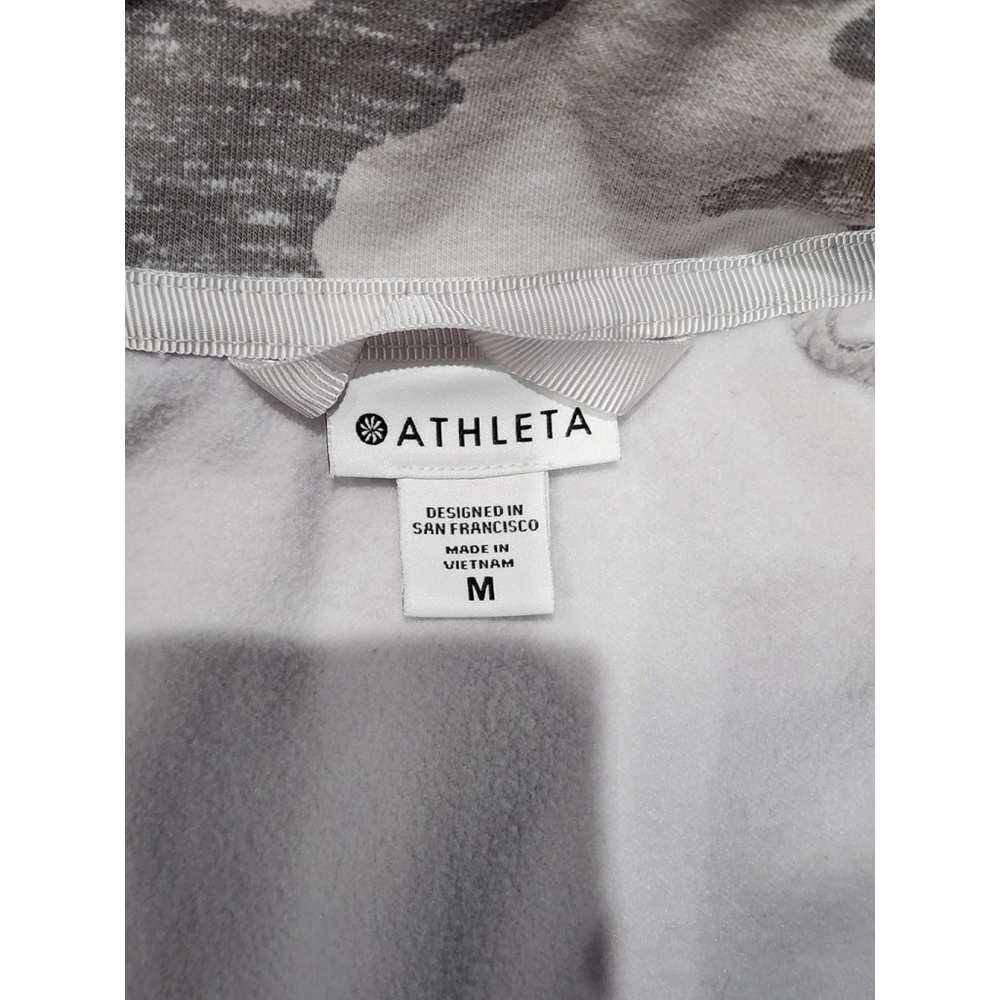 ATHLETA Camo Full Zip Hoodie Athletic Top Thumbholes Size M Gray White Used - Picture 2 of 10